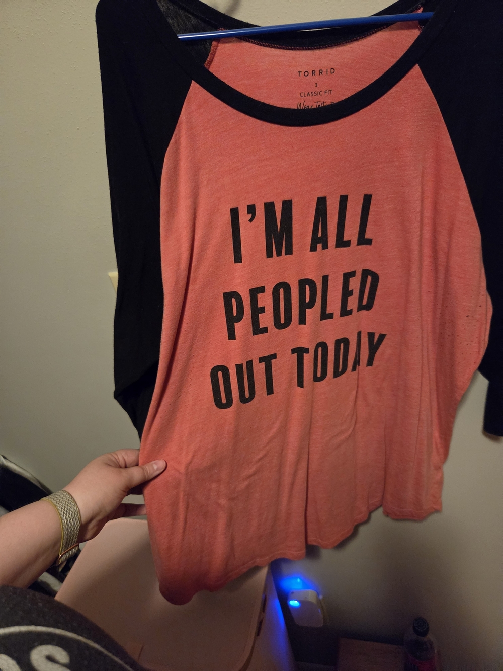 Torrid Coral and Black Raglan Graphic Tee